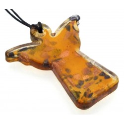 Amber Coloured Glass Angel Pendant